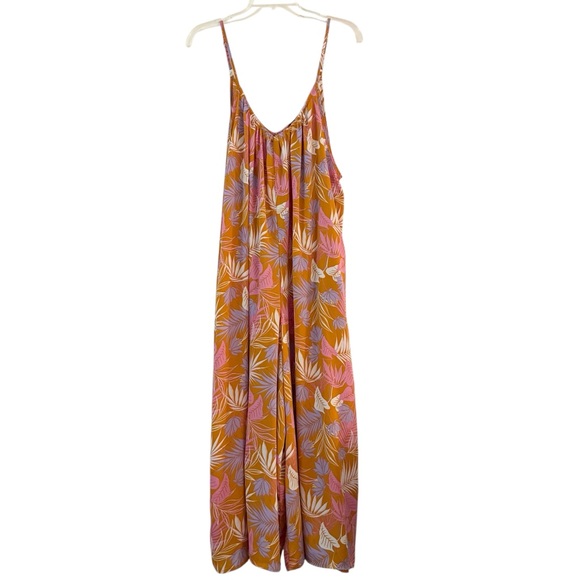 On Blue Pants - Floral Print Jumpsuit in Orange and Pink